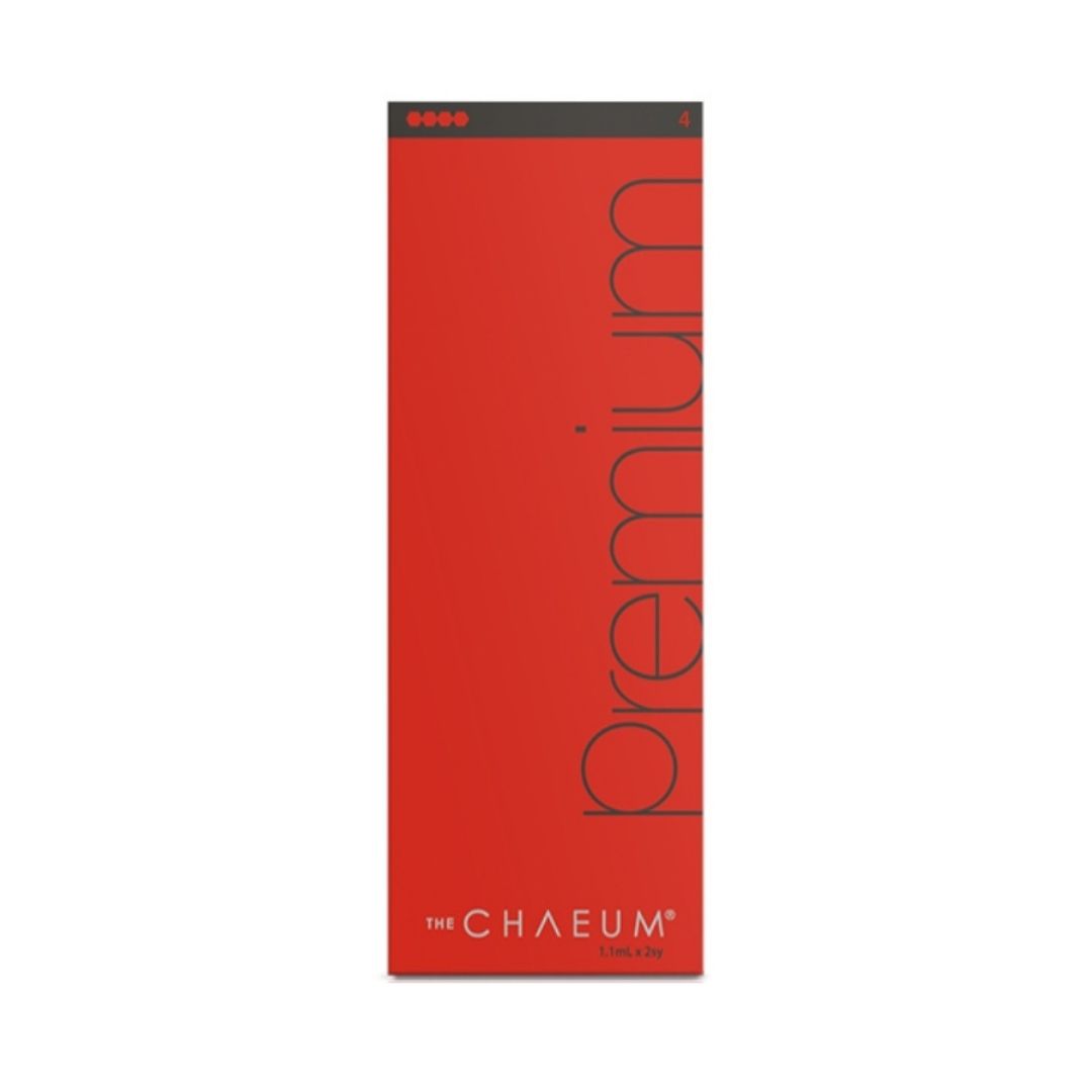 CHAEUM Premium No.4 dermal filler red packaging box for advanced facial contouring and wrinkle correction