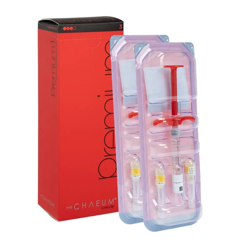 Chaeum Premium NO3 dermal filler with high cross-linked hyaluronic acid, lidocaine, 2 syringes and needles for wrinkle correction and facial volumization