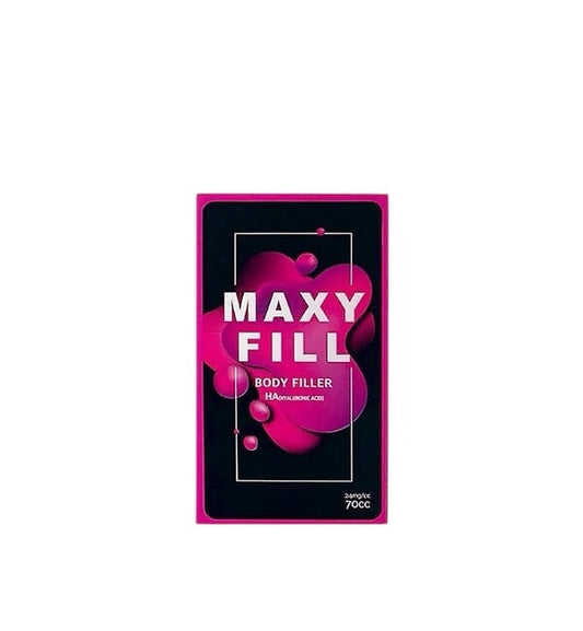 MAXFILL 70cc dermal filler packaging with hyaluronic acid label.