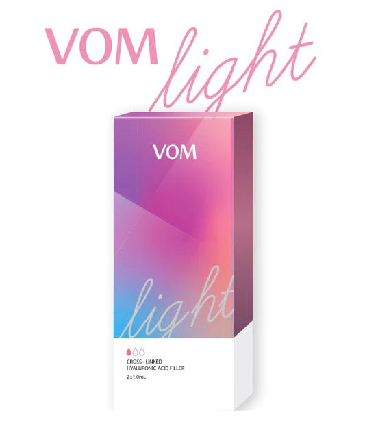 VOM Light hyaluronic acid filler packaging for fine line correction.