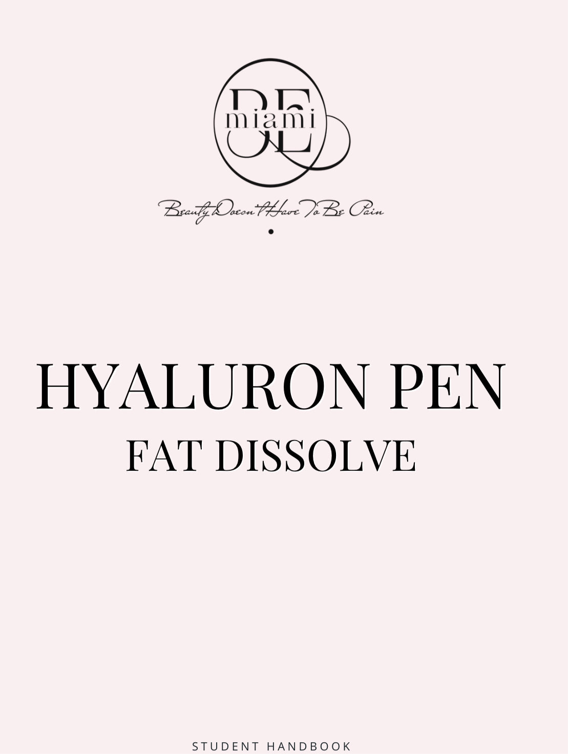 Online course handbook cover for fat dissolver training with focus on Hyaluron Pen technique.