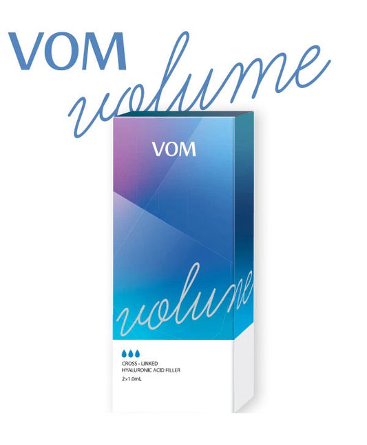 VOM Volume hyaluronic acid filler packaging for deep wrinkle elimination and face shape correction.