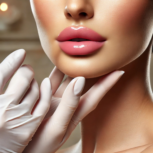 Lip filler technician using starter kit for non-invasive lip enhancements.