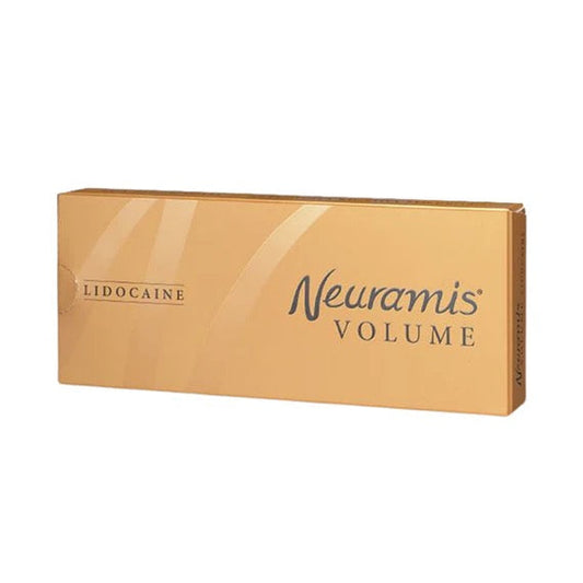 Neuramis Volume Lidocaine dermal filler packaging with lidocaine and hyaluronic acid.